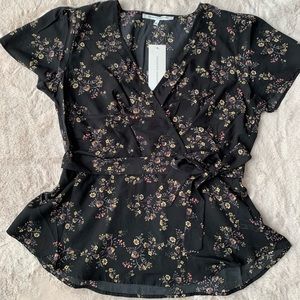 Printed Surplice Blouse